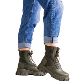 Zogba Green Elasticated Ankle Boots