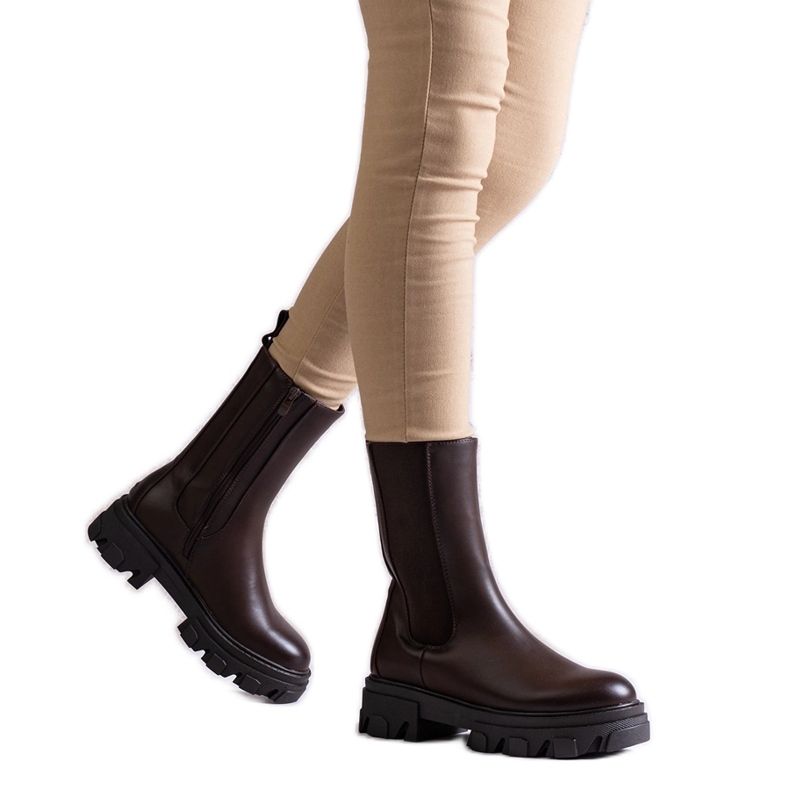 Brown high boots made of eco-leather Manera Brown high boots made of eco-leather Manera