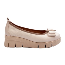 Lewski Shoes Leather ballerinas on a platform with decoration, Cream Lewski 3384 beige Lewski Shoes Leather ballerinas on a platform with decoration, Cream Lewski 3384 beige