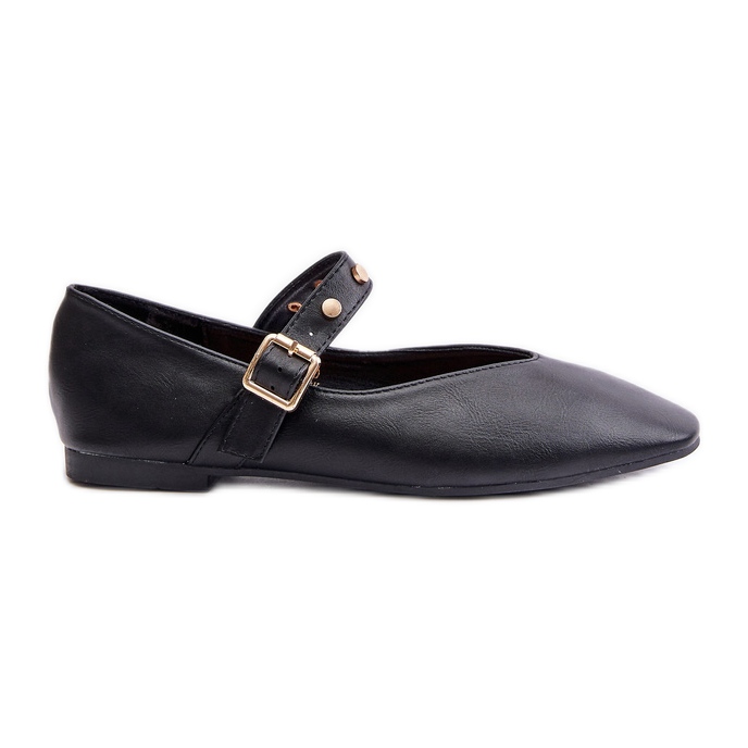 Eco Leather Ballerinas With Strap Black Alcionora