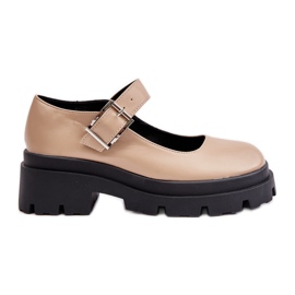 Women's Half-Boots With Buckle Beige Plikuria
