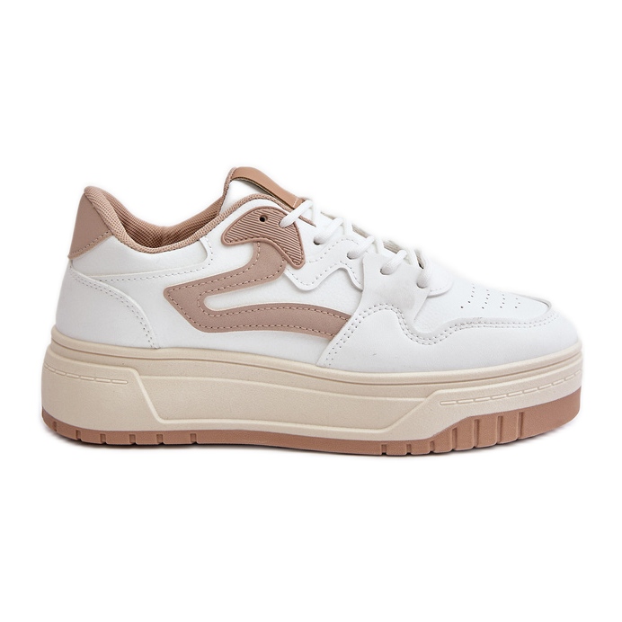 Women's Sneakers Made of Eco Leather on a Platform White and Beige Henizore Women's Sneakers Made of Eco Leather on a Platform White and Beige Henizore