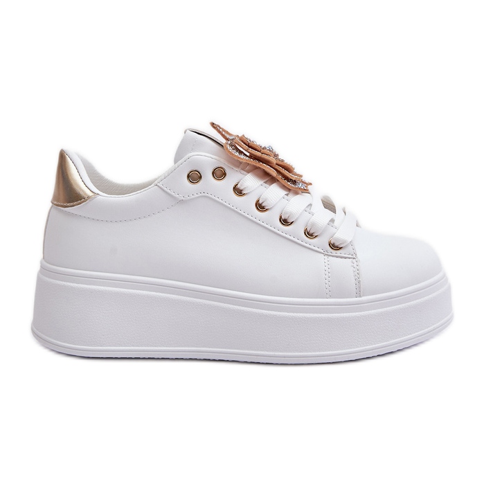 Women's Sneakers On The Platform With Butterfly White-Gold Naritevia
