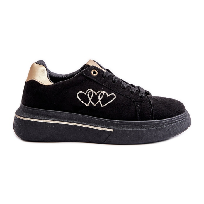 Women's Platform Sneakers With Hearts Black Avirorae