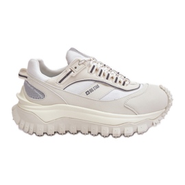 Leather Women's Sneakers On The Platform Big Star OO274A221 HI-POLY System White Leather Women's Sneakers On The Platform Big Star OO274A221 HI-POLY System White