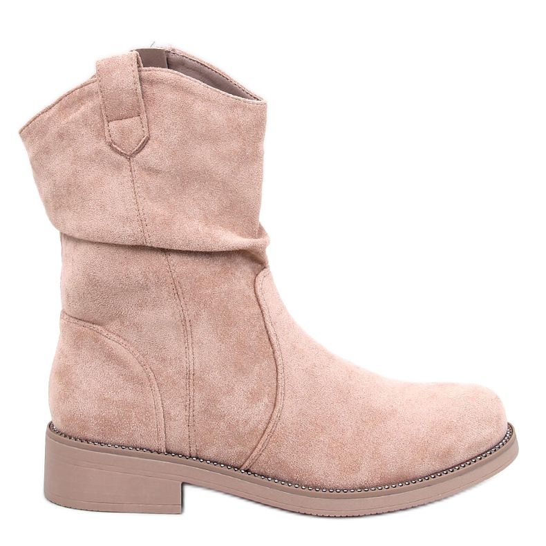 Vashtis Khaki Suede Flat Ankle Boots beige
