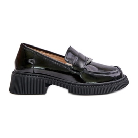 S.Barski Patent Leather Loafers Women's With Decoration D&amp;A LZ42-031 Black
