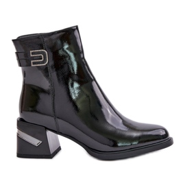 S.Barski Patent Leather Ankle Boots Heeled Insulated MR880-093 Black