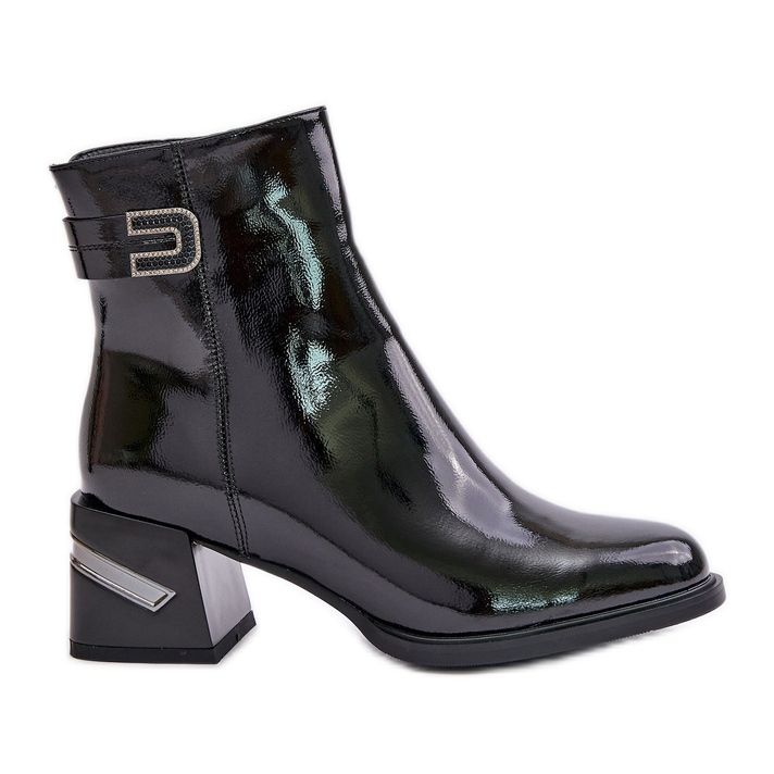 S.Barski Patent Leather Ankle Boots Heeled Insulated MR880-093 Black