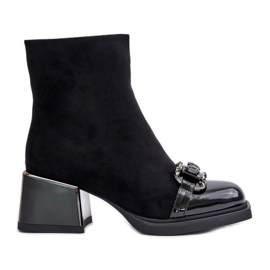 S.Barski Elegant Women's Ankle Boots With Heels With Decoration Black MR880-127