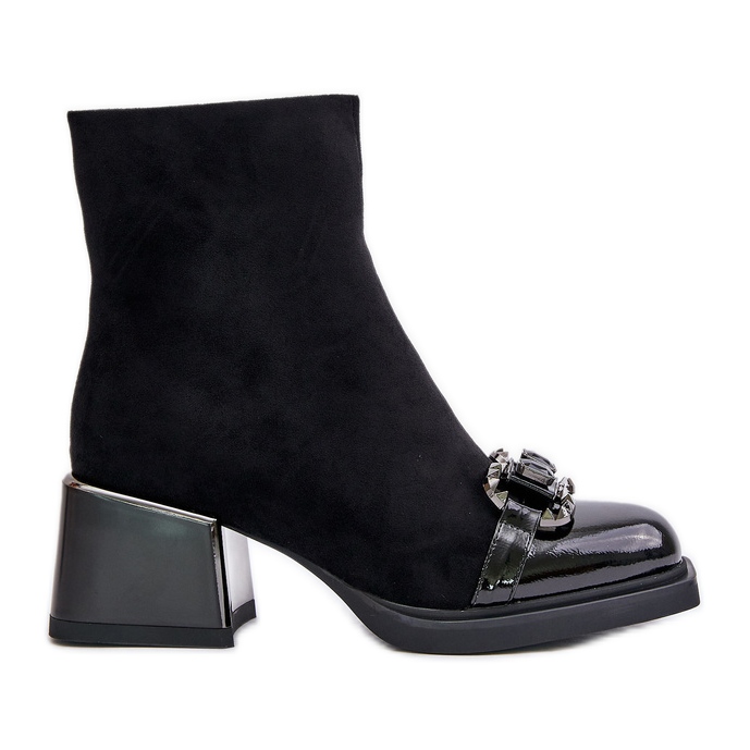 S.Barski Elegant Women's Ankle Boots With Heels With Decoration Black MR880-127
