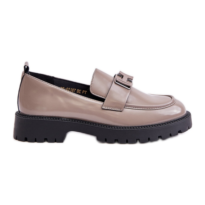 Women's Patent Leather Moccasins Vinceza 62187 Gray grey