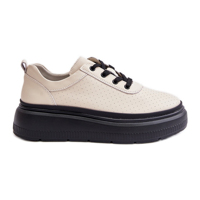 Women's Sports Shoes On The Platform Natural Leather Beige 41470 Vinceza