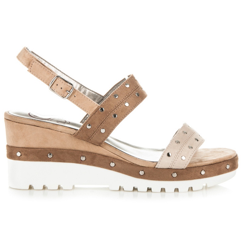Kylie Wedge sandals with rhinestones brown