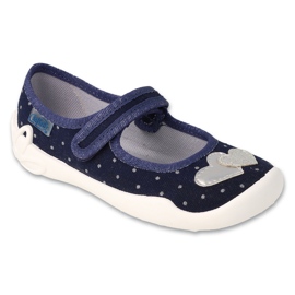 Befado children's slippers with velcro, heart application, 114Y545, navy blue