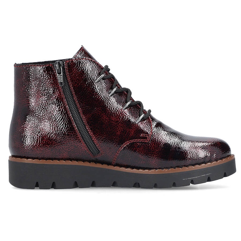 Women's patent leather ankle boots burgundy Rieker 44902-35 red