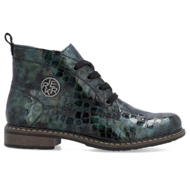 Women's patent leather ankle boots crocodile green Rieker 71205-90