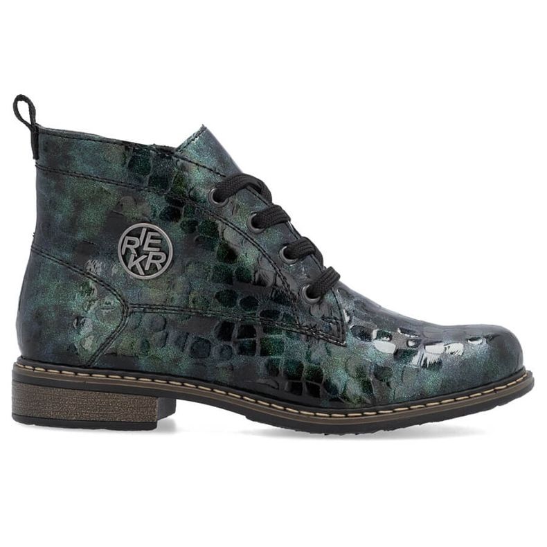 Women's patent leather ankle boots crocodile green Rieker 71205-90