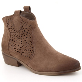 Women's boots cowboy boots insulated brown Potocki SZ12189