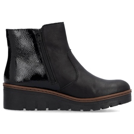 Rieker X9150-00 comfortable patent leather black women's ankle boots