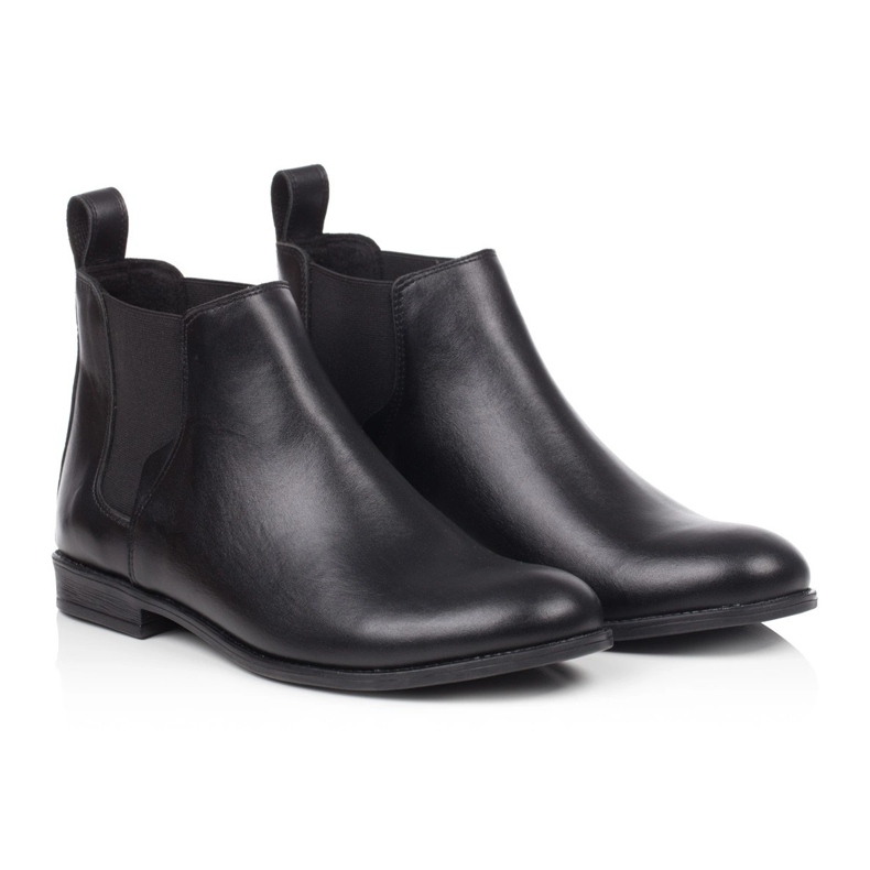 Women's flat ankle boots black leather Butdam Btk