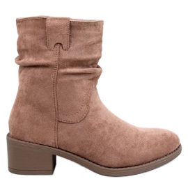 Raney Khaki Suede Low Heel Ankle Boots beige