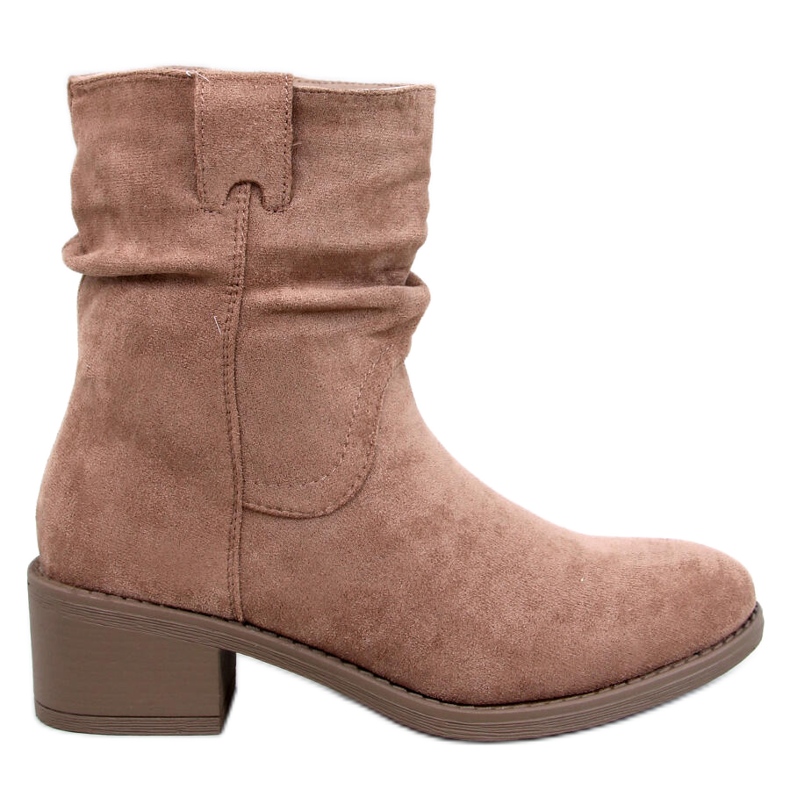 Raney Khaki Suede Low Heel Ankle Boots beige