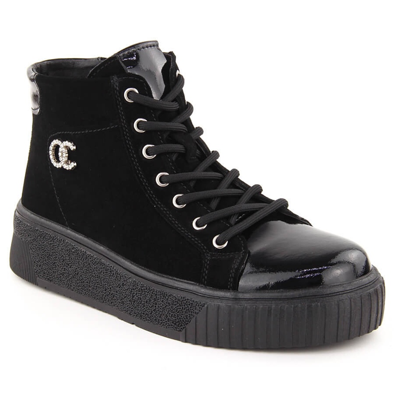 Leather women's sneakers black Filippo DBT6483