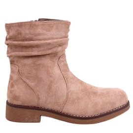 Bracy Khaki ruffled ankle boots beige