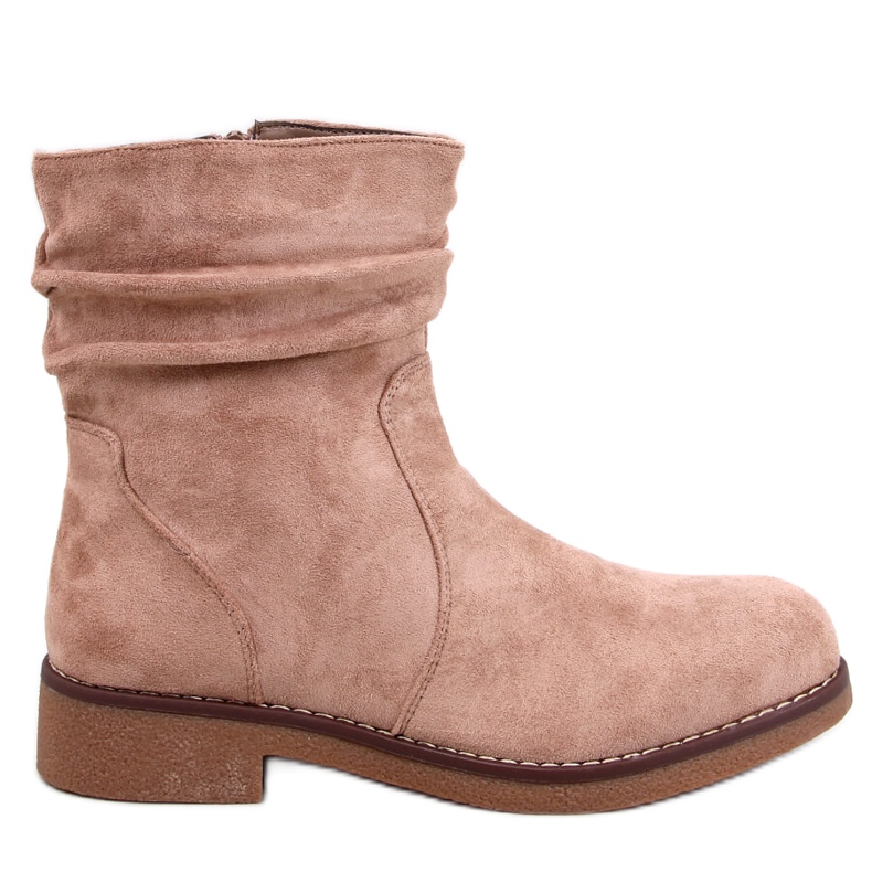 Bracy Khaki ruffled ankle boots beige