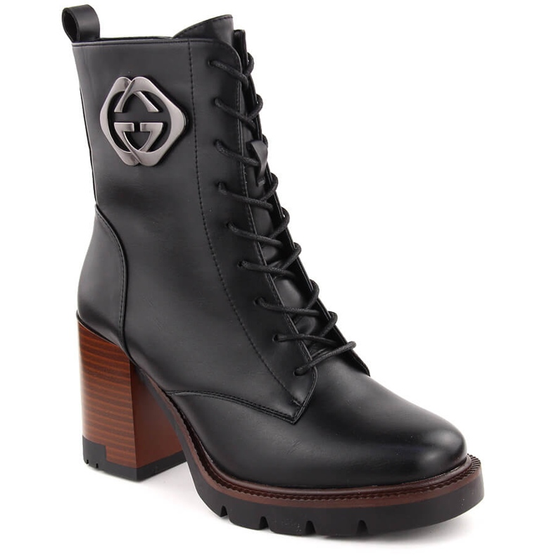 Women's ankle boots on the heel black Vinceza 58359