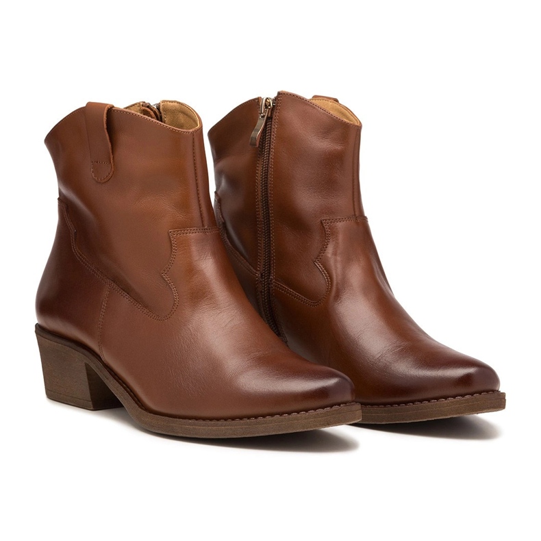 Women's cowboy boots camel leather Butdam KW-1 brown
