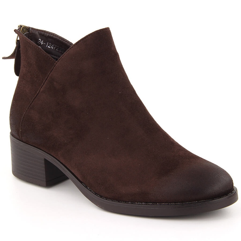 Women's ankle boots on a block, insulated, brown, Potocki 12472