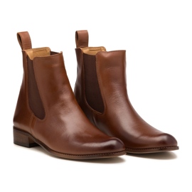 Flat ankle boots camel leather Butdam Stw brown