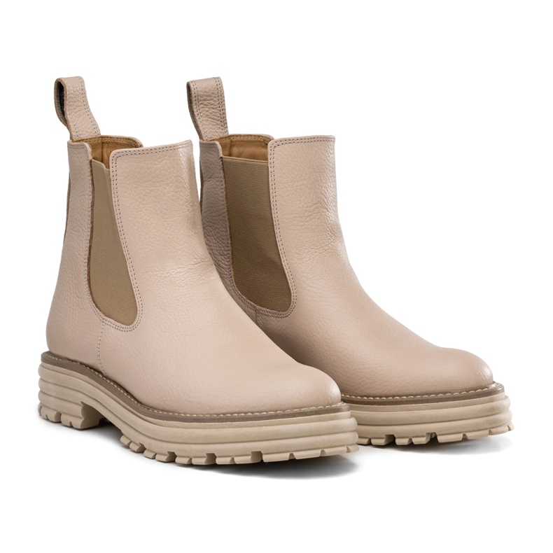 Chelsea boots with thick soles, beige leather, Butdam Wos