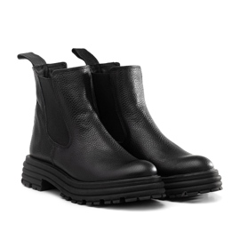 Chelsea boots with thick soles, leather, black, Butdam Wos