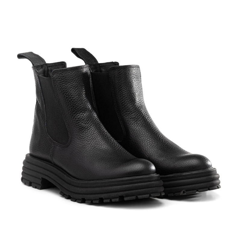 Chelsea boots with thick soles, leather, black, Butdam Wos Chelsea boots with thick soles, leather, black, Butdam Wos