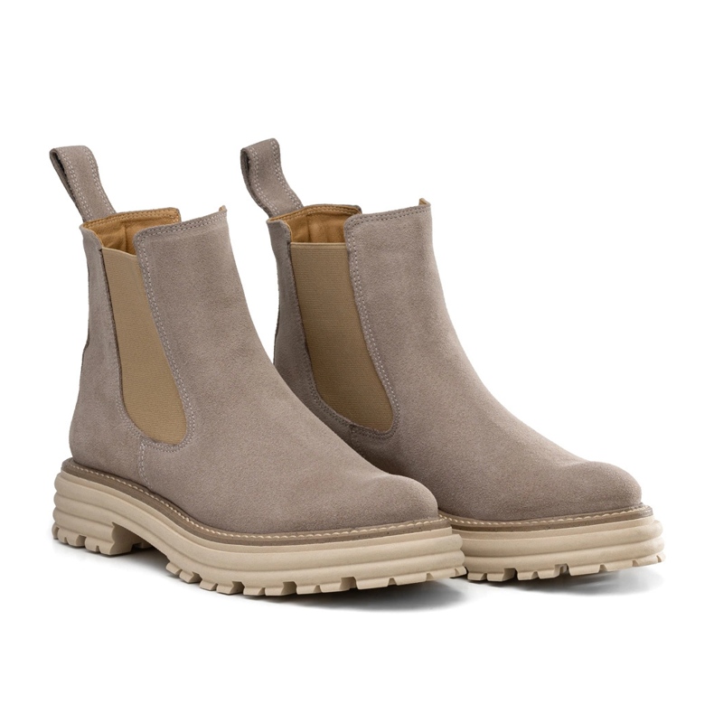 Chelsea boots with thick sole suede beige Butdam Wos Chelsea boots with thick sole suede beige Butdam Wos