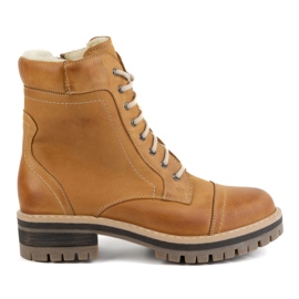 WASAK Women's leather lace-up boots lined with wool 0546N ginger orange