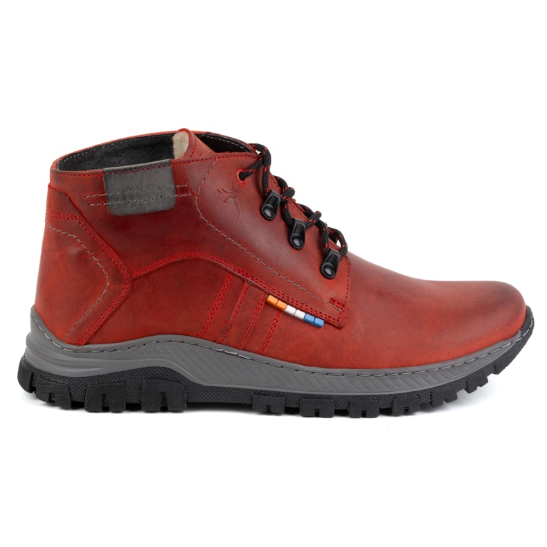 Olivier Men's leather winter boots 119GT red
