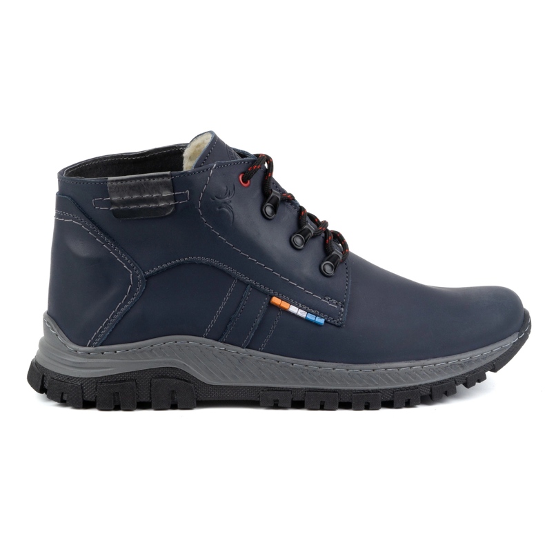 Olivier Men's winter leather boots 119GT navy blue
