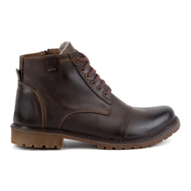 Olivier Men's Winter Leather Ankle Boots 137 Brown - Comfortable Zipper Shoes, Perfect for Colder Days