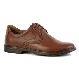 KOMODO Men's shoes made of genuine leather, laced, 933K, brown