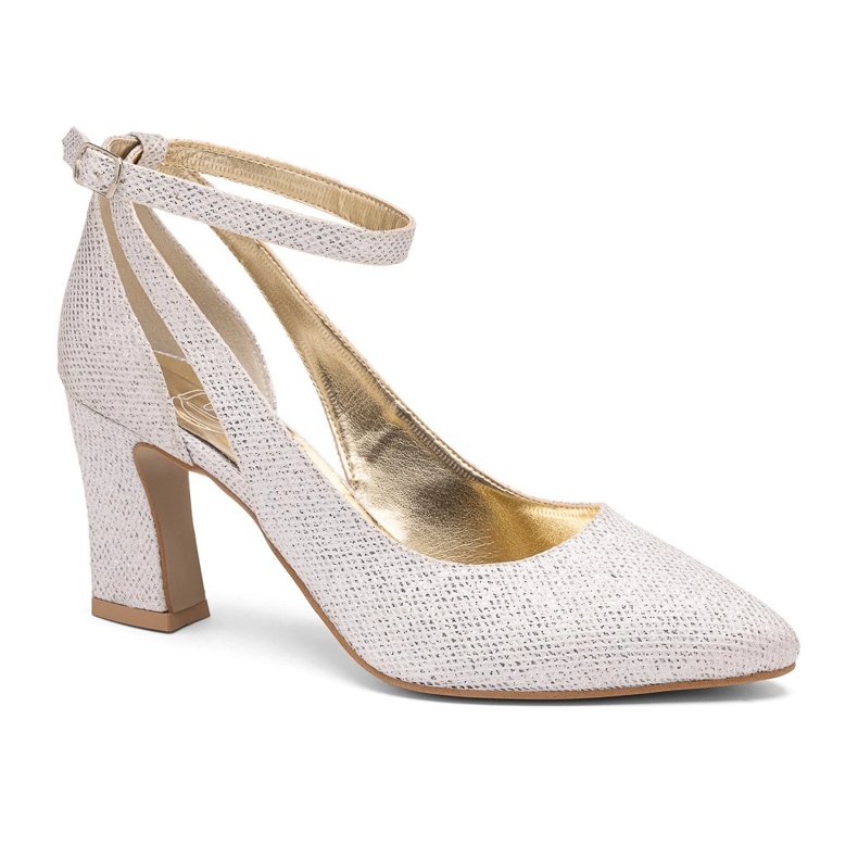 BUTDAM Glitter pumps with ankle strap stable silver Mila