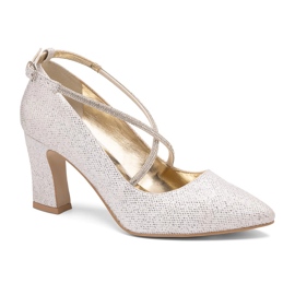 Brocade pumps with decorative cross straps silver BUTDAM Brocade pumps with decorative cross straps silver BUTDAM