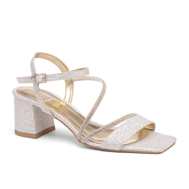 Square toe low sandals with decorative straps silver BUTDAM