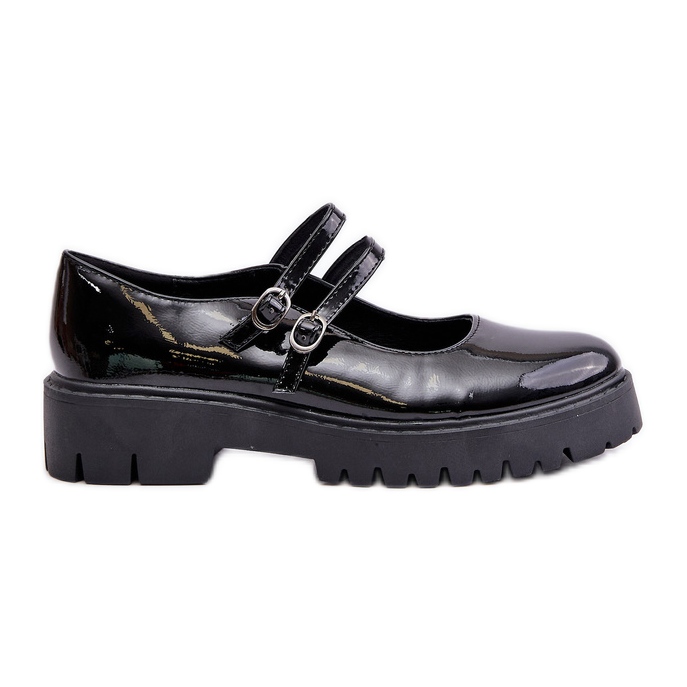 Patent Leather Women's Strappy Low Shoes Black Rialuna