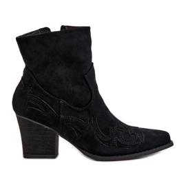 Ankle boots cowboy boots on a block heel eco suede black Arabelline