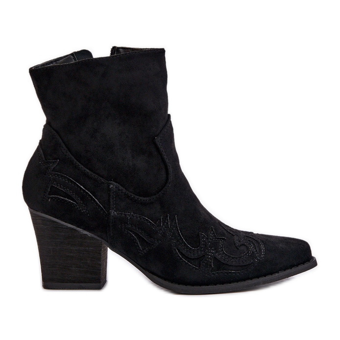 Ankle boots cowboy boots on a block heel eco suede black Arabelline