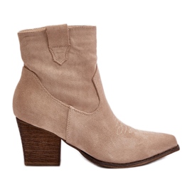 Ankle boots cowboy boots on a block heel eco suede light beige Belorinae